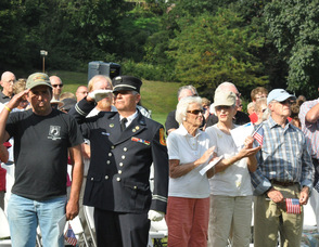 Members of the audience during the National Anthem.