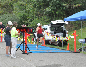 Melissa Fagersten of Sparta at the finish.