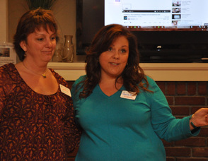 Cathy Dilger (left) and Donna Miller (right), speak to the group about the C3 Workplace.