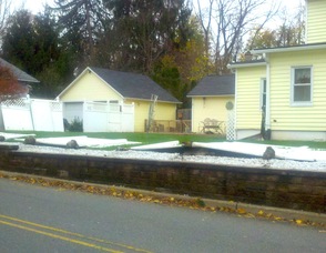 A home in Newton with its fencing knocked down by the hurricane.