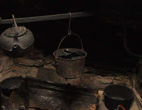 An interior of one of the fireplaces in the Van Bunschooten (circa 1700's) side of the home.