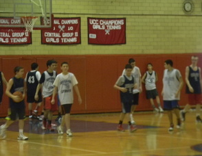 The Boys High School Basketball Team practicing
