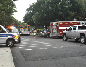 Several of the local fire departments on the scene in the Hampton Commons.