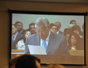 Richard Pompelio reading the victim impact statement on behalf of his client, "M.B."