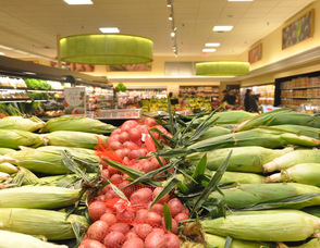 An array of produce, including fresh corn, at Kings Food Market in Livingston.