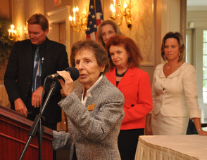 Julia Quinlan accepts the award for the Karen Ann Quinlan Hospice/Karen Ann Quinlan Memorial Foundation.