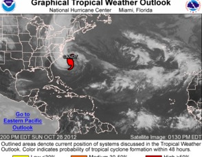 Hurricane Sandy as 2 p.m. on 10/28.