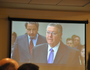 Joseph Clementi speaks to the crowd about his son.