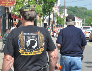 One of the Vietnam veterans marching in the parade.