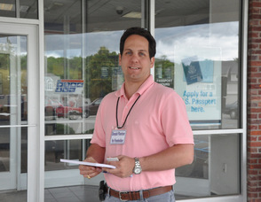 Donald Ploetner, II stops to pose for a photo when he was stationed at the Sparta Post Office.