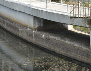 The spillway at Morris Lake, where the water line is lower.