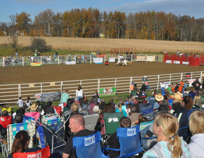 A view from the crowd during barrel racing.