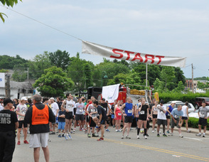 Participants stretch and gear up for the race.