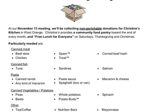 November 13th B.O.N.D. Pre-Thanksgiving Food Drive