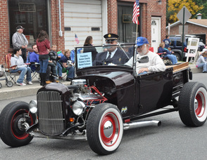 Sussex County Fireman's Association President Daniel Scheuer took a ride in a classic car.