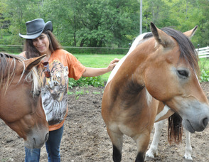 Diane Romano with Rodeo and Kai.
