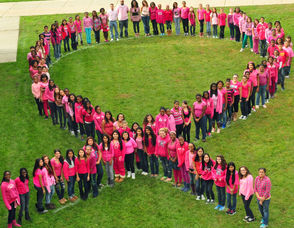 Liberty Middle School Students Form a Human Ribbon for Breast Cancer Awareness