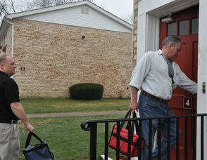 Andover Township Mayor Michael Lensak, and Scott Milliken Executive Director of the Diocese of Paterson, delivering a meal.