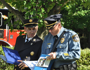 Glen Vetrano, and Michael Richards before the start of the program.