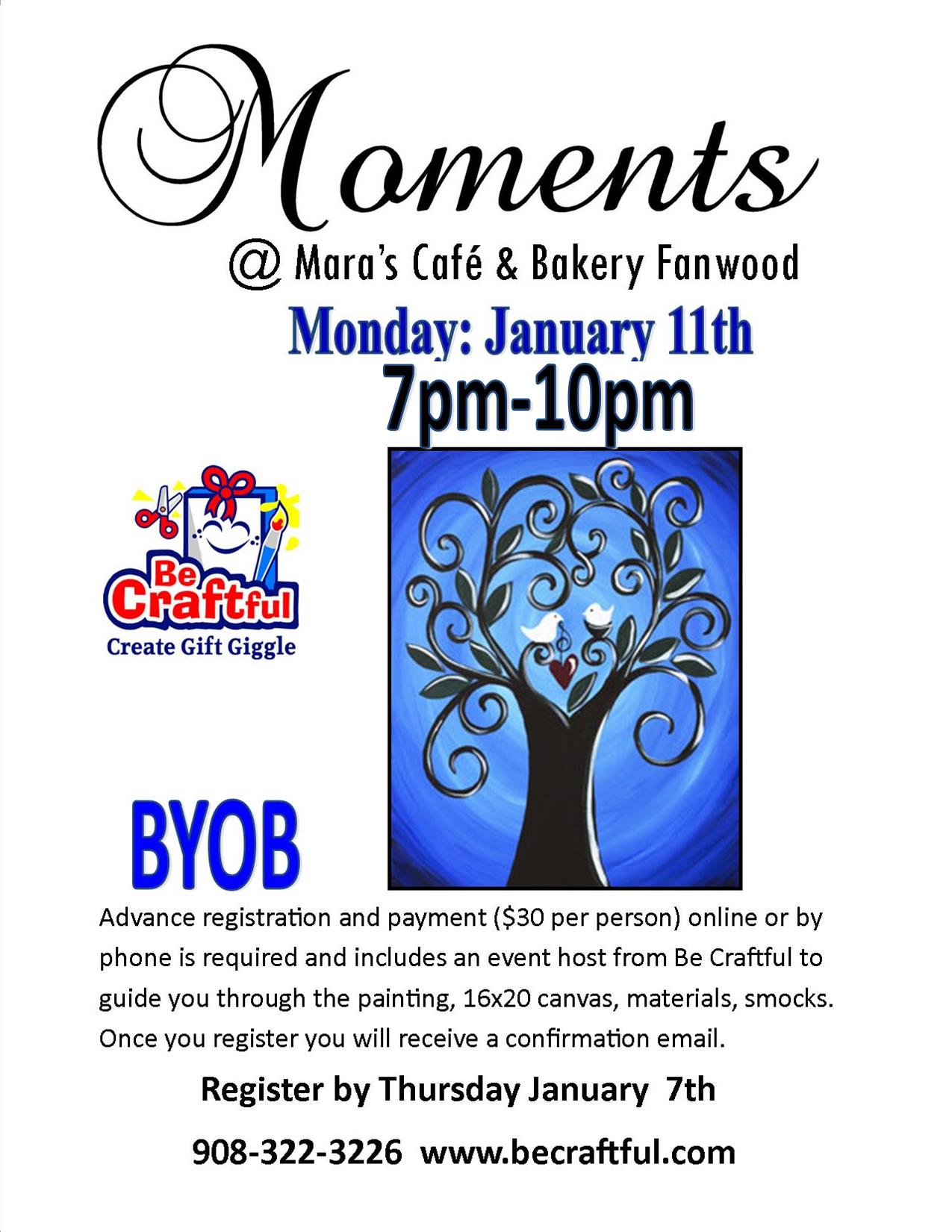 BYOB Paint Night at Mara's Fanwood on Monday, Jan. 11th TAPinto