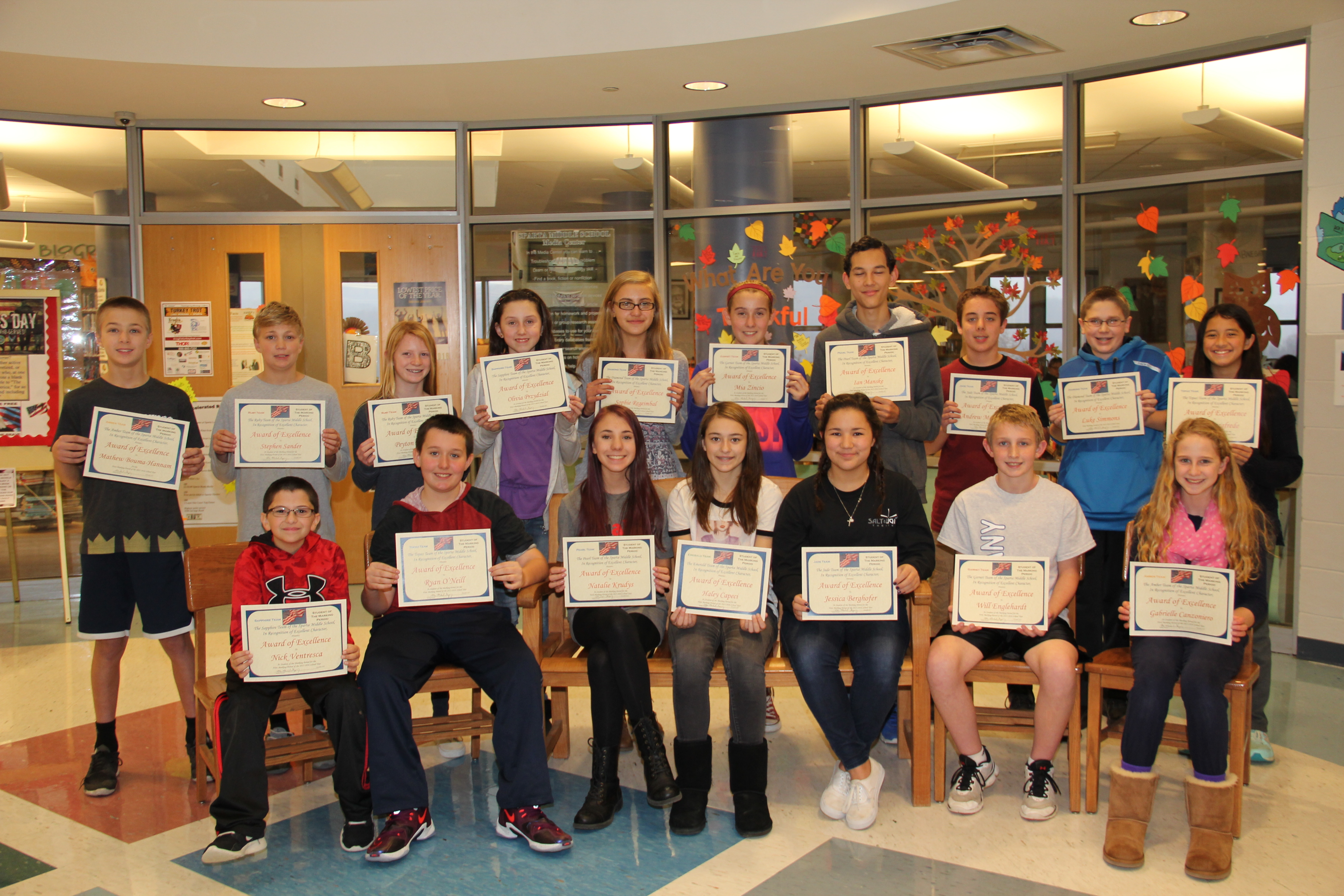 Sparta Middle School Recognizes Students of First Marking Period