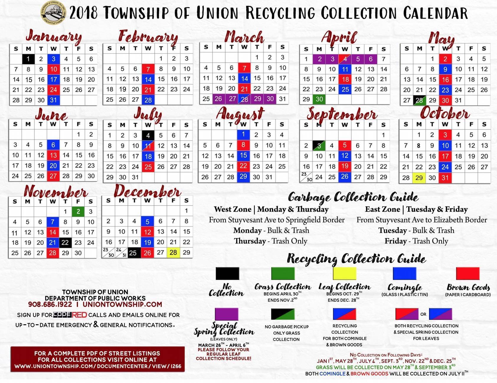 Township Calendar with Recycling Schedule to be Sent to Union Homes Next Week | Union, NJ News TAPinto Township Calendar with Recycling Schedule to be Sent to Union Homes Next Week | Union, NJ News TAPinto