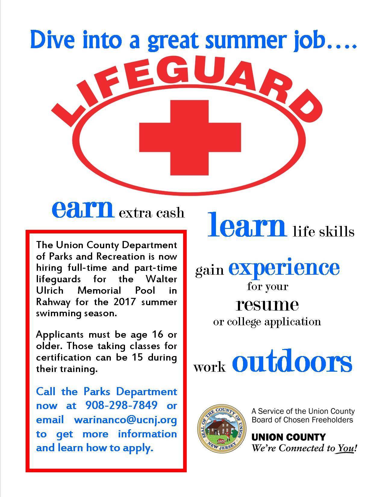 apply now for a great summer job in union county rahway summer job flyers