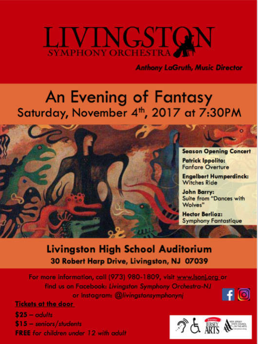 livingston symphony orchestra an evening of fantasy tapinto orchestra concert flyer