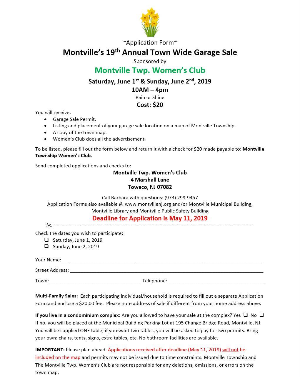 Deadline for Townwide Garage Sale Applications TAPinto