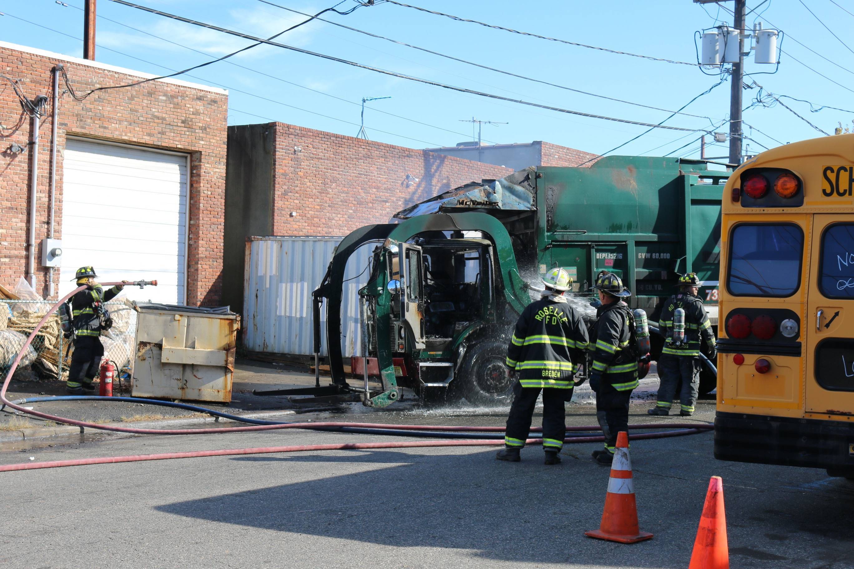 Garbage Truck Catches Fire in Industrial Area of Roselle Roselle