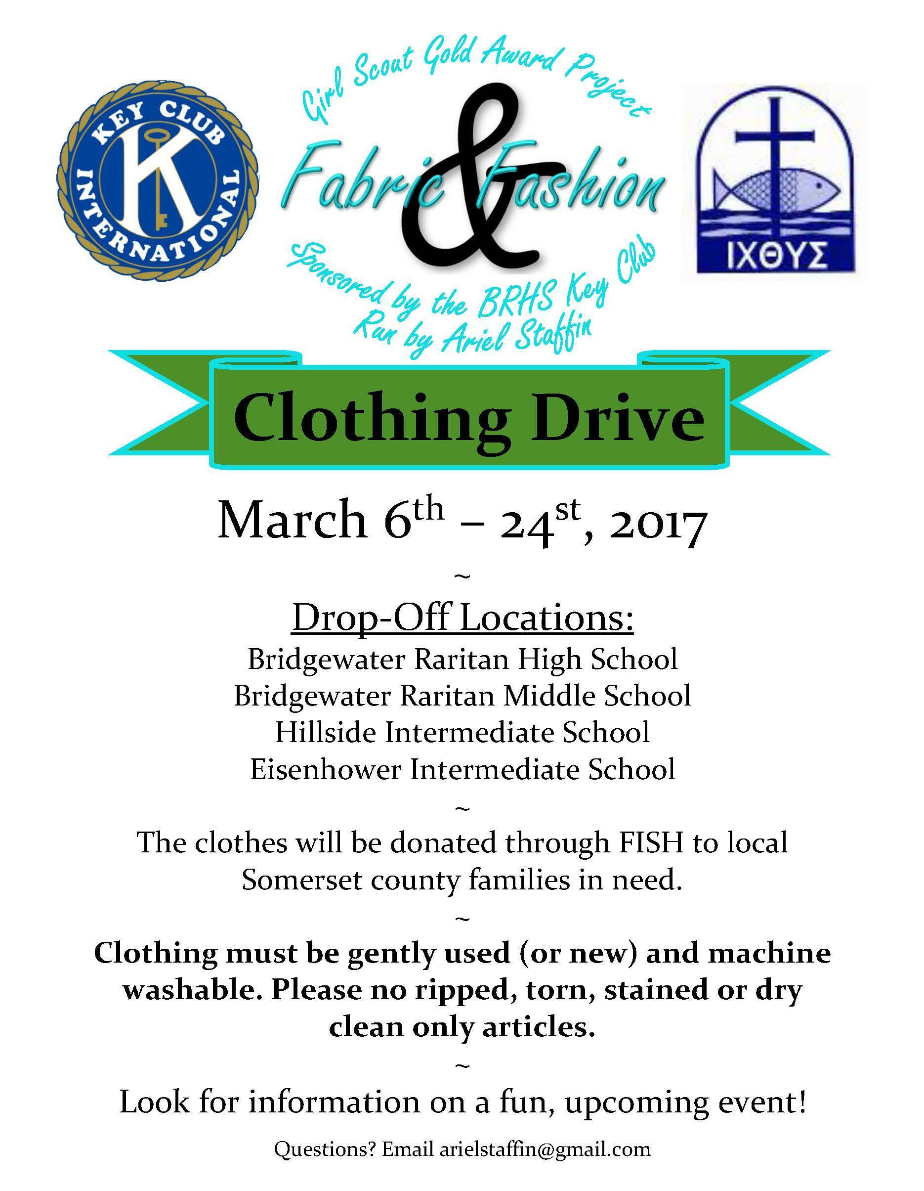 brhs student collecting clothes to donate as part of gold award gold award flyers