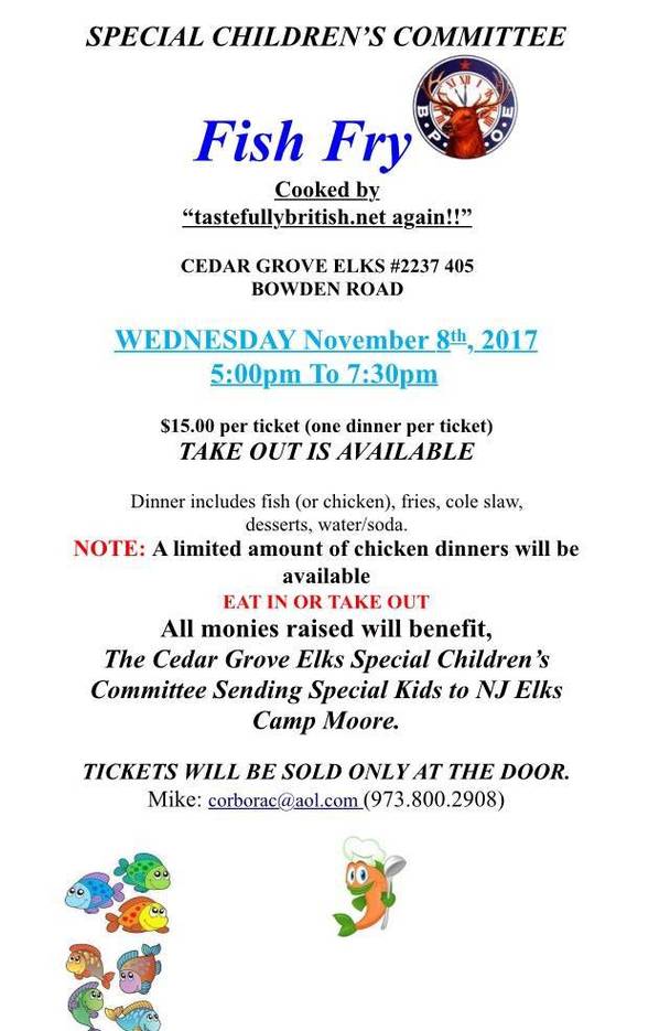 Cedar Grove Elks Fish Fry is Nov. 8 Verona/Cedar Grove NJ News TAPinto