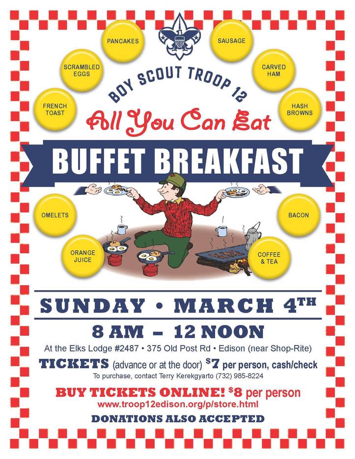 AllYouCanEat Buffet Breakfast Supporting Edison Boy Scouts Troop 12