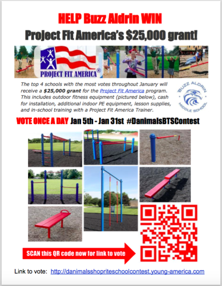 buzz aldrin middle school asking for community votes to win 25 000 school code american flyers