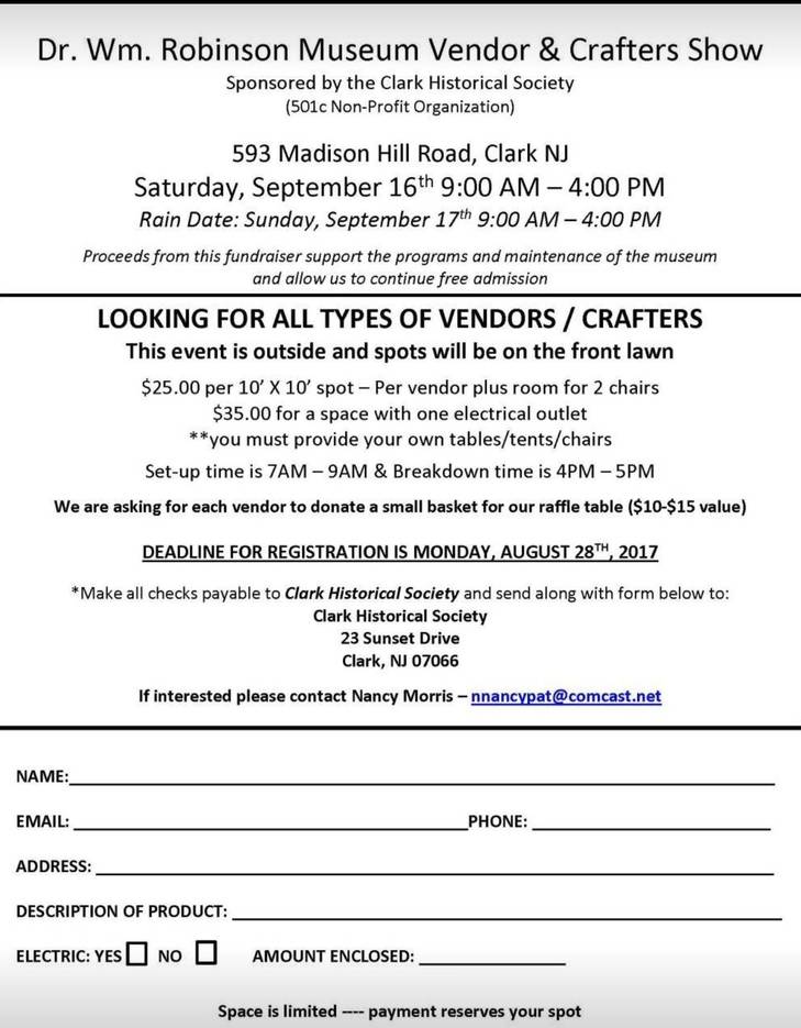 sign up for special vendor event at clarks dr wm robinson museum vendor sign up form