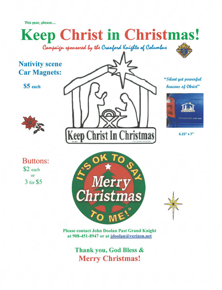 cranford k of c button sale kenilworth nj news tapinto keep christ in christmas buttons