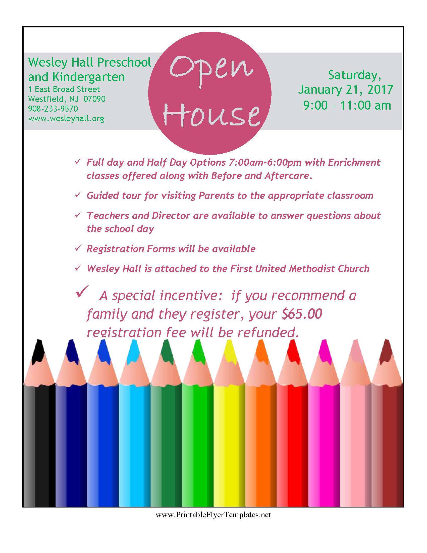 Wesley Hall Preschool and Kindergarten Open House TAPinto