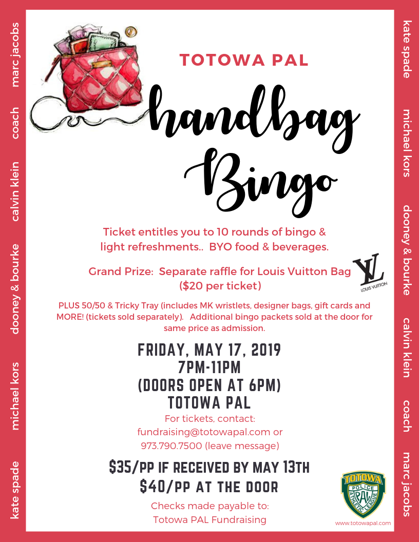 Handbag Bingo & Tricky Tray Totowa PAL TAPinto