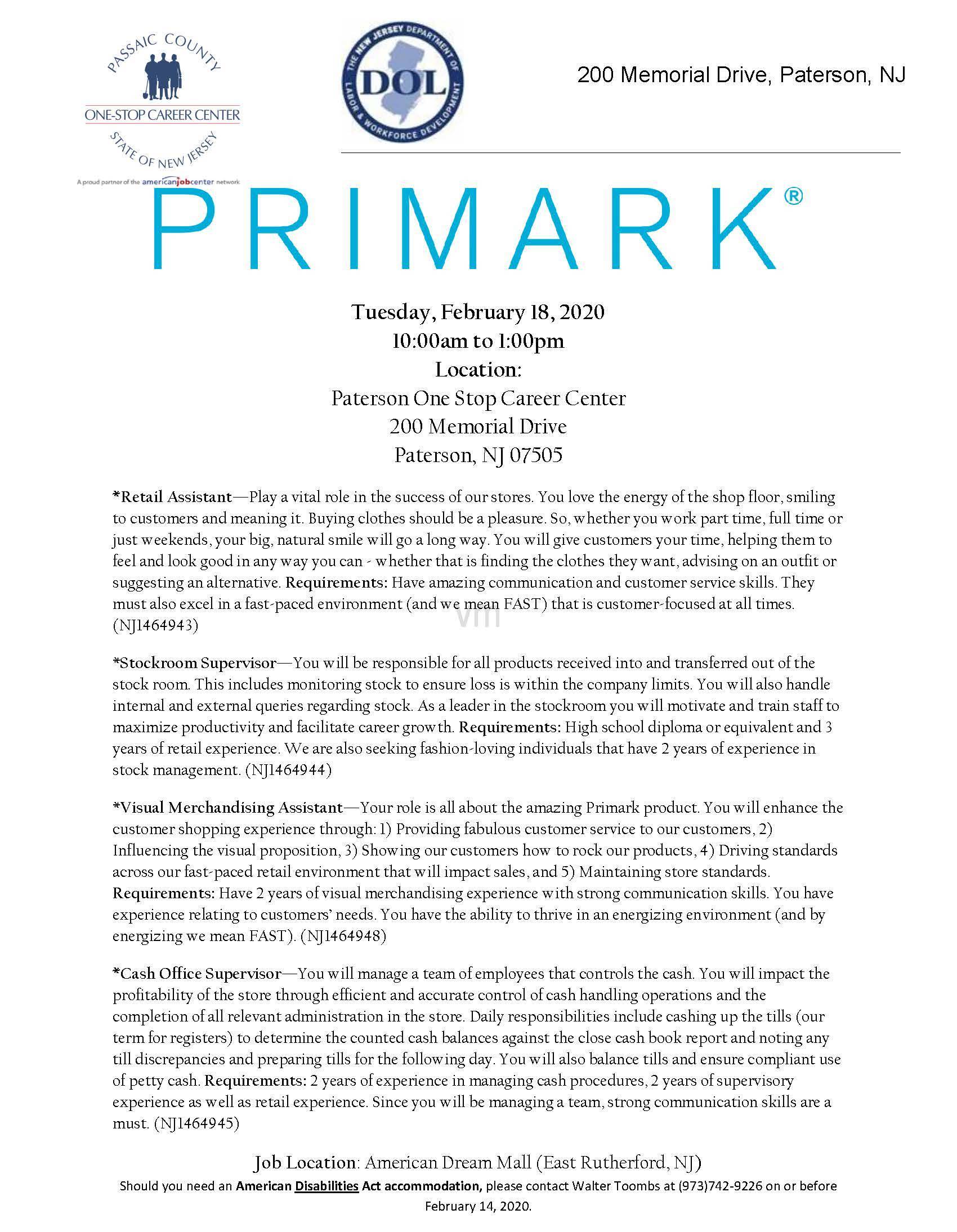 Primark Hiring Event TAPinto