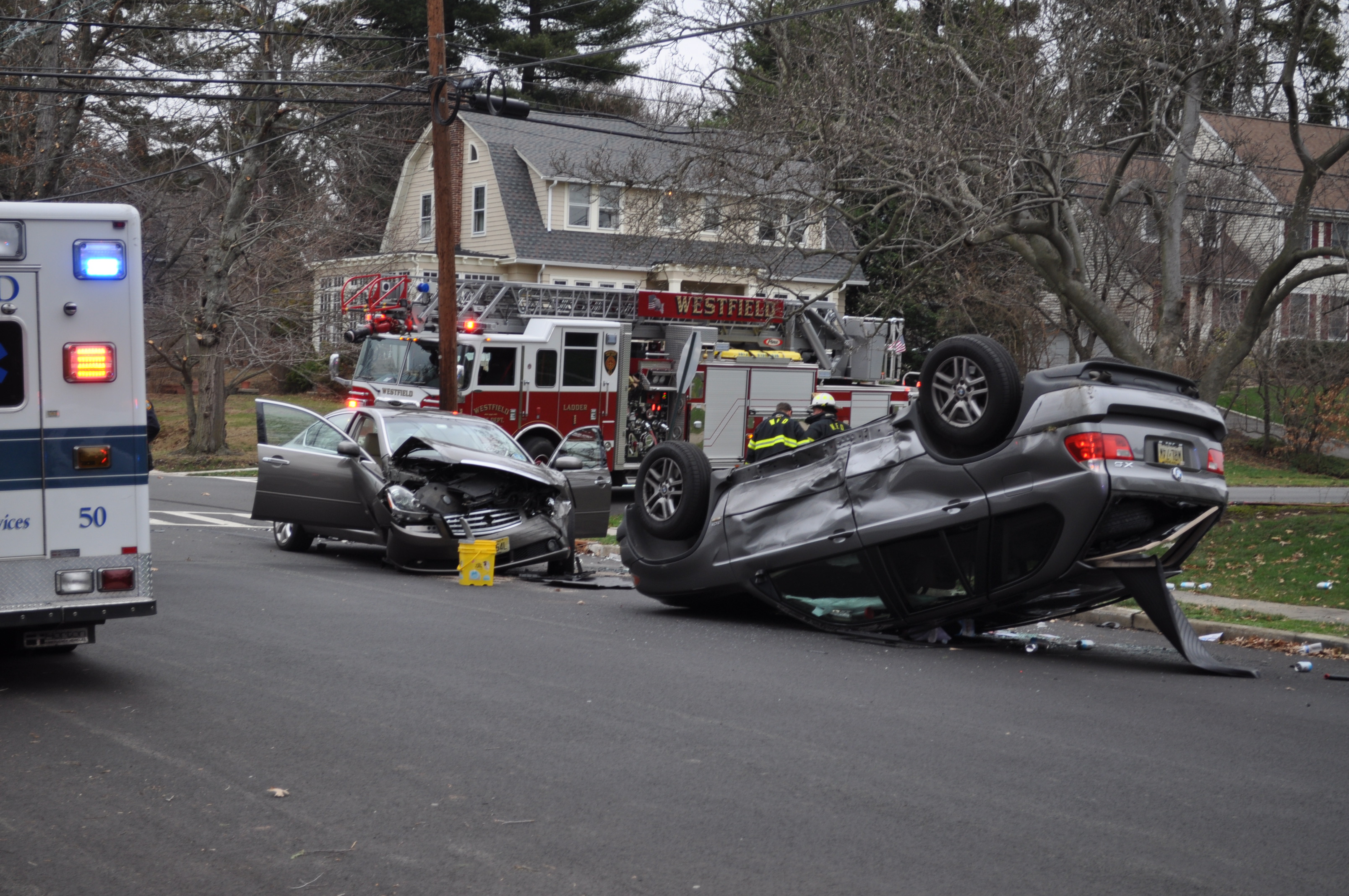 In Westfield, Car Flipped Over in Crash on St. Marks