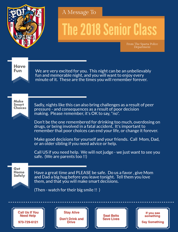 Messages of Prom Safety from Sparta Police | Sparta, NJ News TAPinto